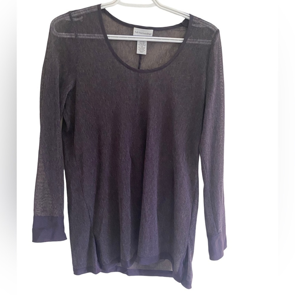 Soft Surroundings Purple Silk Sheer Top Size Small EUC